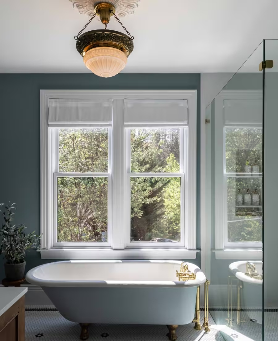 Restored historic windows with insulated glass in a renovated Victorian home